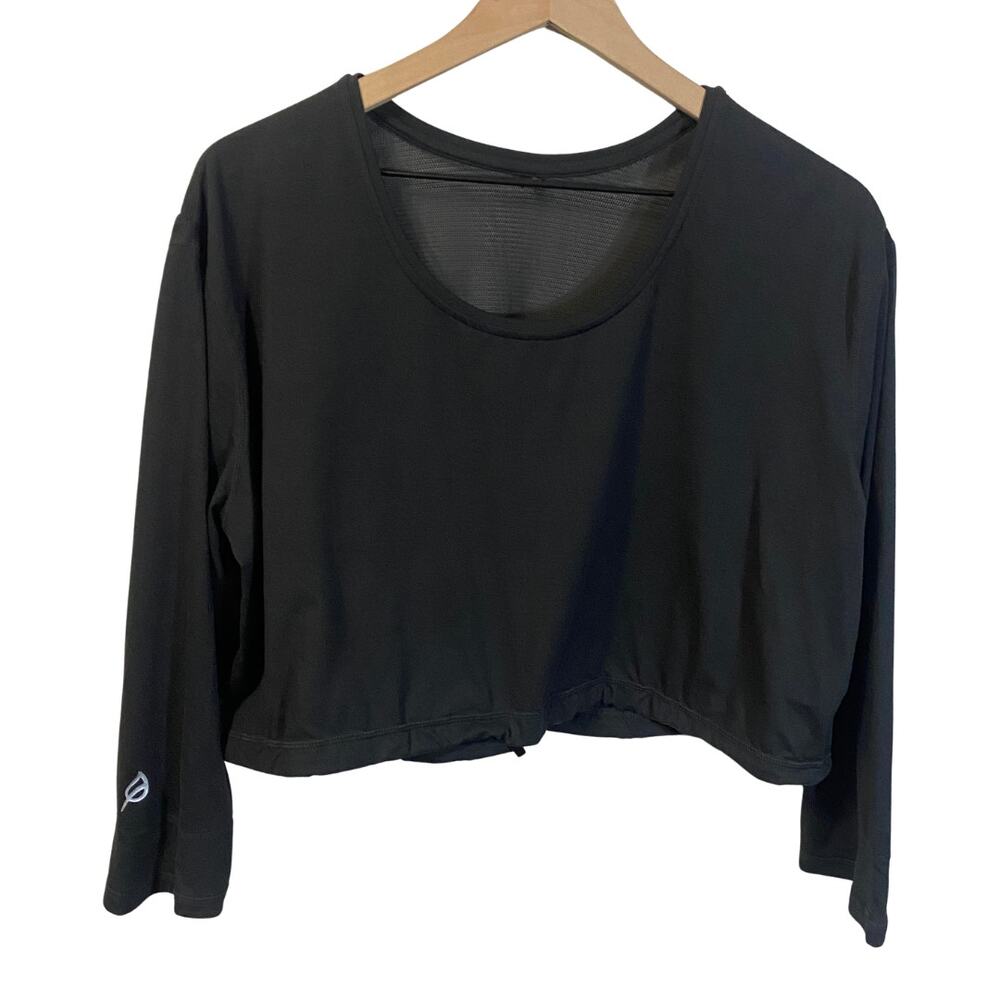 P'tula Long Sleeve Crop Top Oversized Relaxed Lounge Top Mesh Insert Sz XS